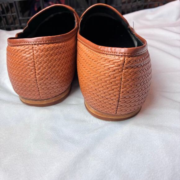 Amali Harmon Driving Loafer Men 12 Genuine Woven Leather Lined Chestnut Moccasin - Picture 6 of 13